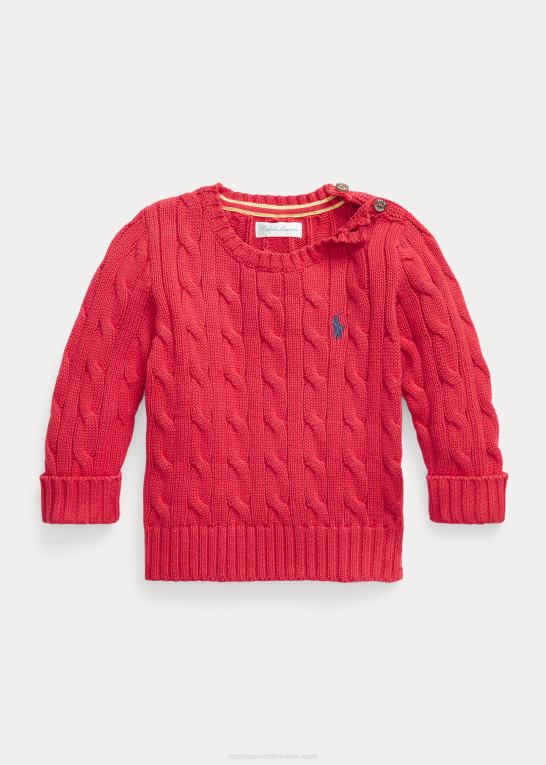 styrbord rød baby Ralph Lauren kabelstrikket bomuldstrøje Z426B8315