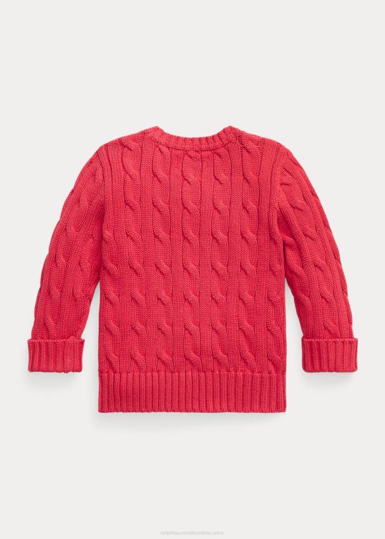 styrbord rød baby Ralph Lauren kabelstrikket bomuldstrøje Z426B8315