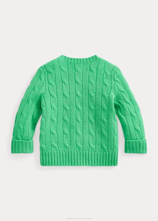 styrepind grøn baby Ralph Lauren den ikoniske kabelstrikkede kashmirtrøje Z426B8001