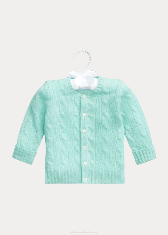 turkis baby Ralph Lauren kabelstrikket cashmere cardigan Z426B8002