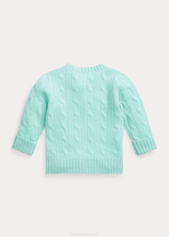 turkis baby Ralph Lauren kabelstrikket cashmere cardigan Z426B8002