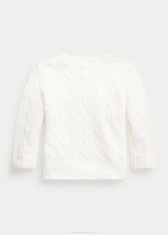 varm hvid baby Ralph Lauren den ikoniske kabelstrikkede kashmirtrøje Z426B7996