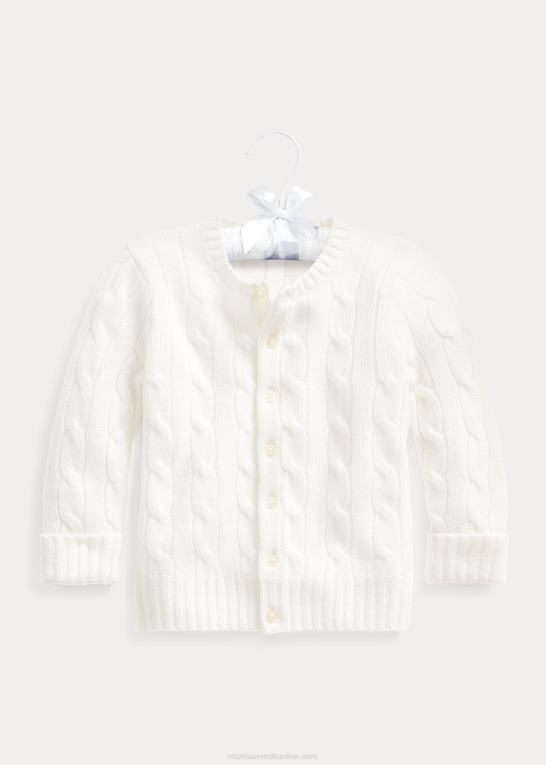 varm hvid baby Ralph Lauren kabelstrikket cashmere cardigan Z426B8005