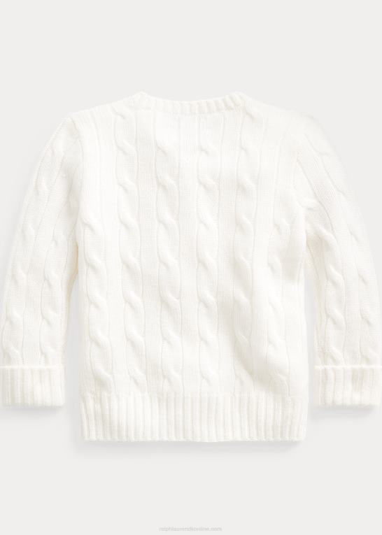 varm hvid baby Ralph Lauren kabelstrikket cashmere cardigan Z426B8005