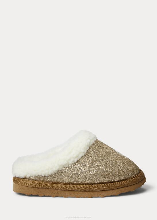guldglimmer m/creme pp børn Ralph Lauren charlotte glitter hjemmesko Z426B7649