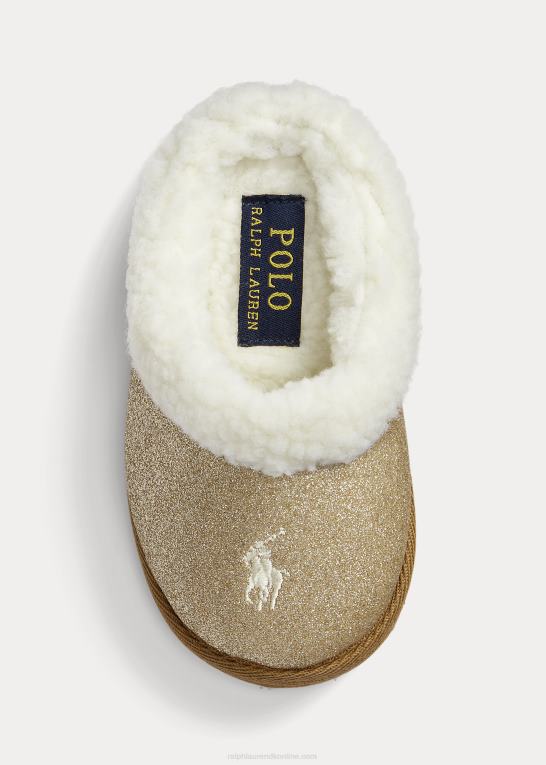 guldglimmer m/creme pp børn Ralph Lauren charlotte glitter hjemmesko Z426B7649