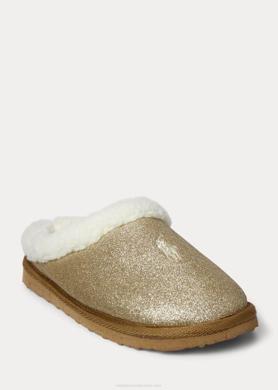 guldglimmer m/creme pp børn Ralph Lauren charlotte glitter hjemmesko Z426B7653
