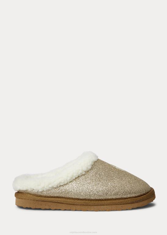 guldglimmer m/creme pp børn Ralph Lauren charlotte glitter hjemmesko Z426B7655