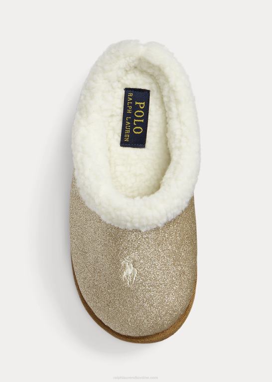 guldglimmer m/creme pp børn Ralph Lauren charlotte glitter hjemmesko Z426B7655