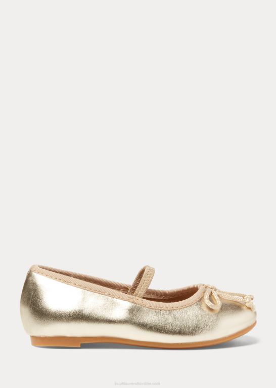champagne metallic børn Ralph Lauren nellie metallic ballet flad Z426B7266