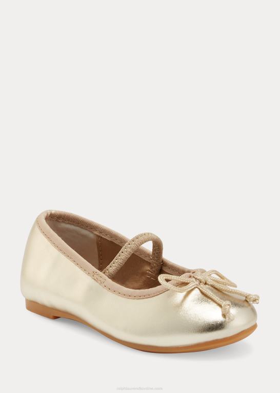 champagne metallic børn Ralph Lauren nellie metallic ballet flad Z426B7266