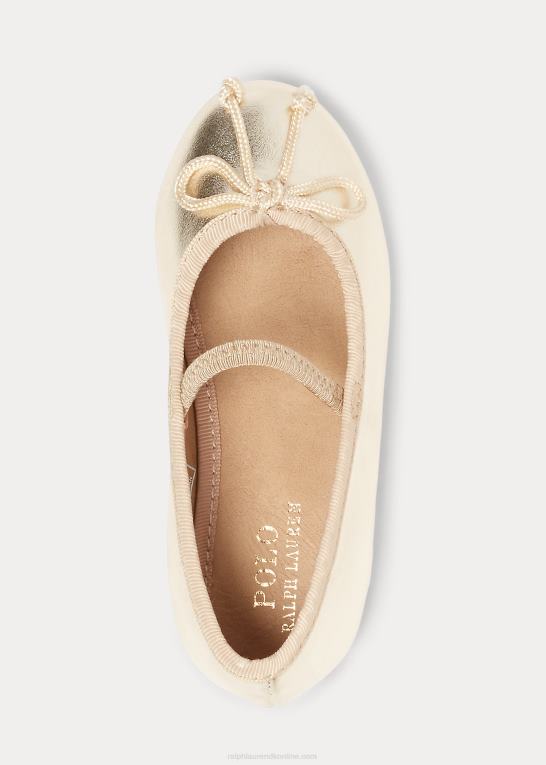 champagne metallic børn Ralph Lauren nellie metallic ballet flad Z426B7266
