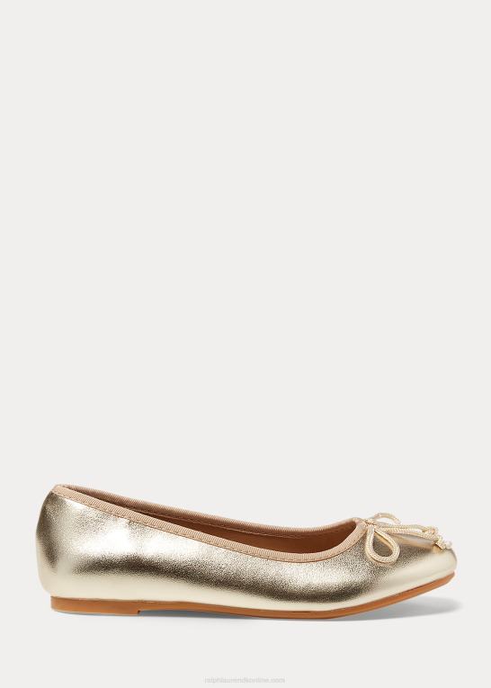 champagne metallic børn Ralph Lauren nellie metallic ballet flad Z426B7297