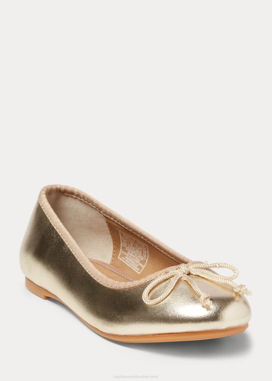 champagne metallic børn Ralph Lauren nellie metallic ballet flad Z426B7297