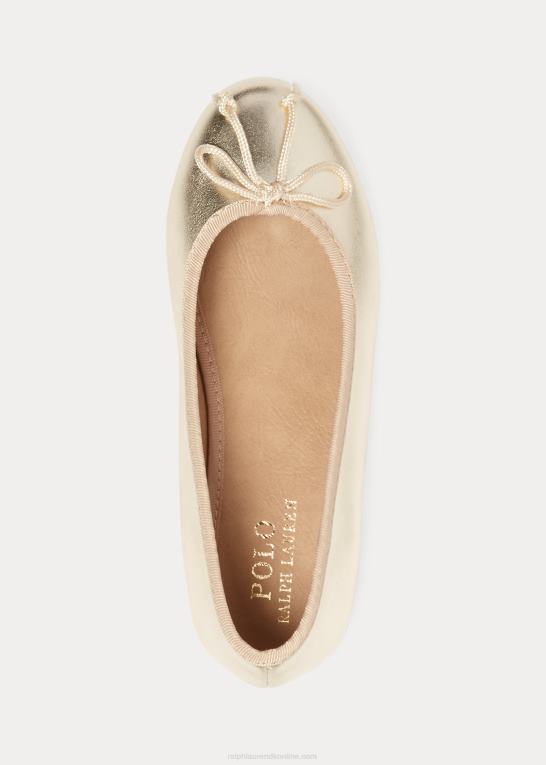 champagne metallic børn Ralph Lauren nellie metallic ballet flad Z426B7297