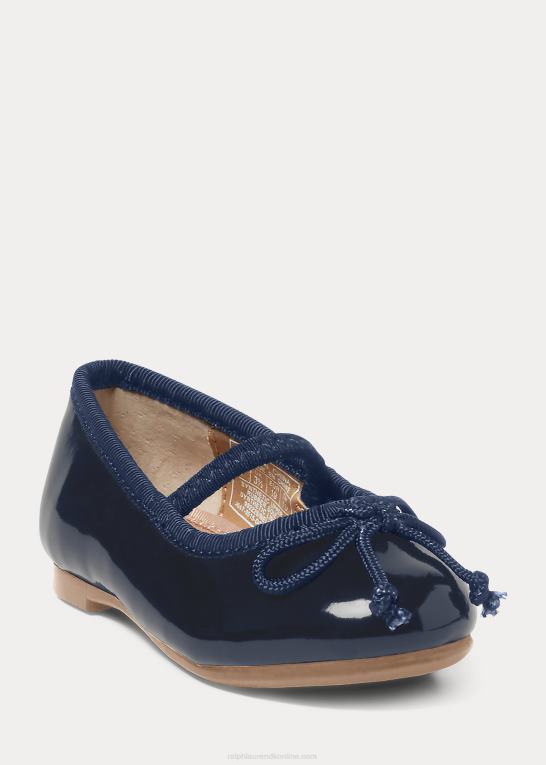 marine patent børn Ralph Lauren nellie læder ballet flad Z426B7267