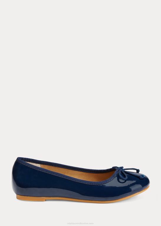 marine patent børn Ralph Lauren nellie læder ballet flad Z426B7287