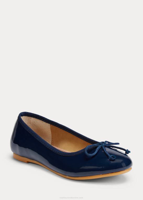 marine patent børn Ralph Lauren nellie læder ballet flad Z426B7287