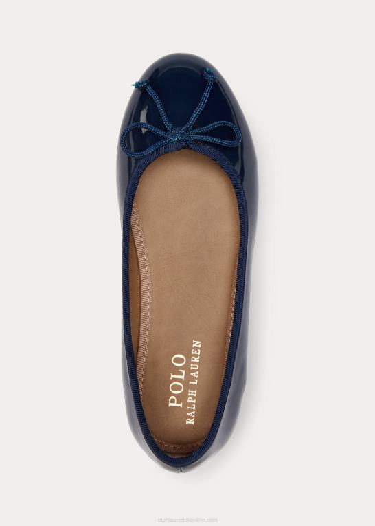 marine patent børn Ralph Lauren nellie læder ballet flad Z426B7287
