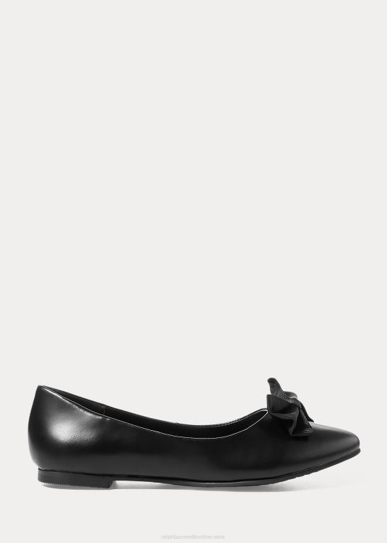sort læder børn Ralph Lauren nala ballet flad Z426B7286