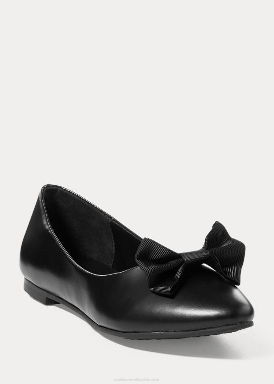 sort læder børn Ralph Lauren nala ballet flad Z426B7286