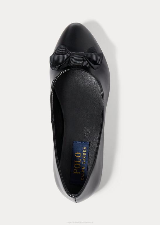 sort læder børn Ralph Lauren nala ballet flad Z426B7286