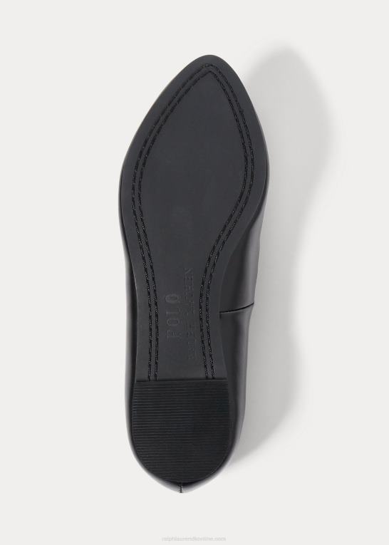 sort læder børn Ralph Lauren nala ballet flad Z426B7286