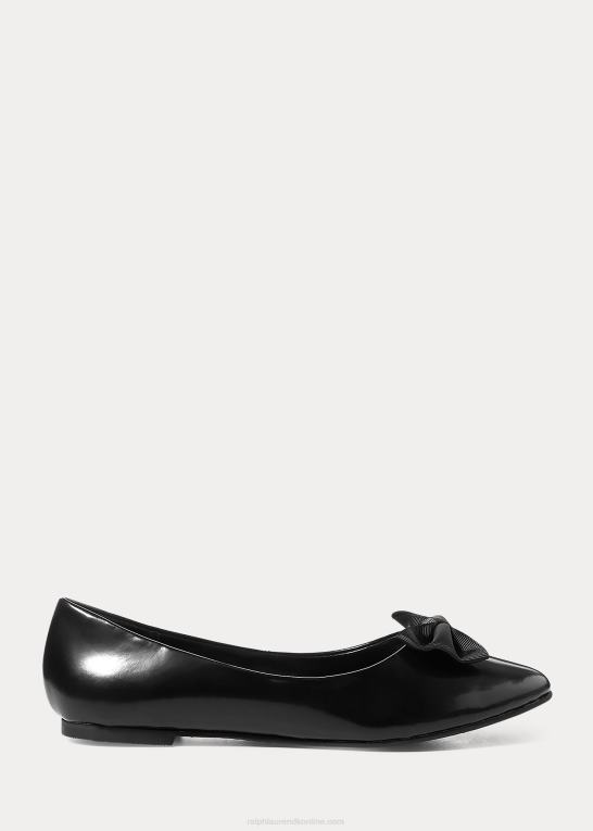 sort læder børn Ralph Lauren nala ballet flad Z426B7298