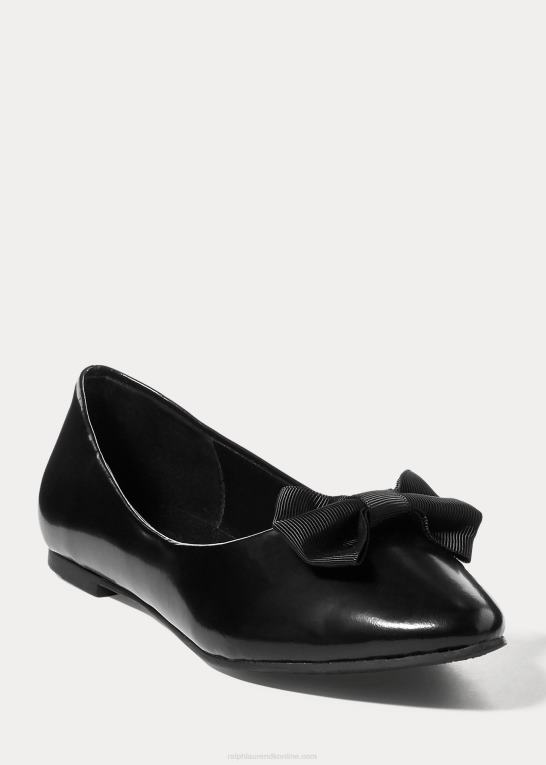 sort læder børn Ralph Lauren nala ballet flad Z426B7298