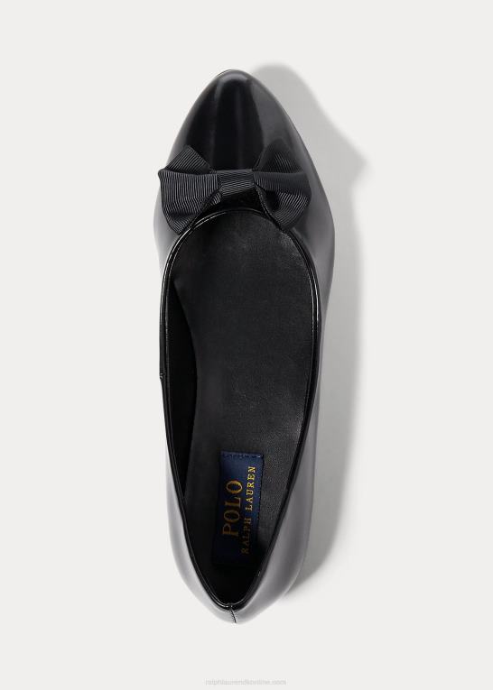 sort læder børn Ralph Lauren nala ballet flad Z426B7298