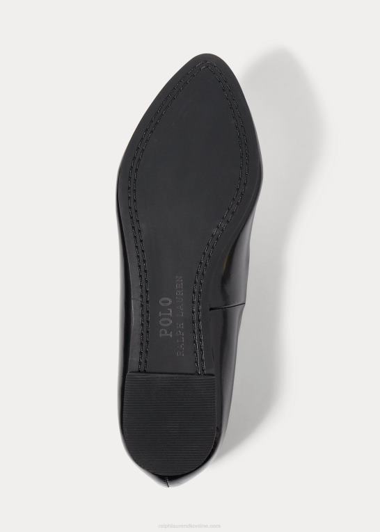 sort læder børn Ralph Lauren nala ballet flad Z426B7298