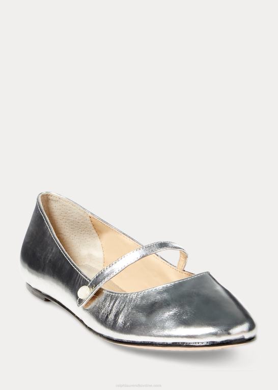 sølv metallisk læder børn Ralph Lauren alyssa læder mary jane Z426B7291