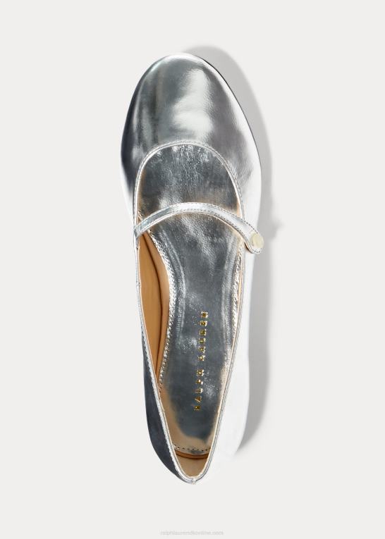 sølv metallisk læder børn Ralph Lauren alyssa læder mary jane Z426B7291