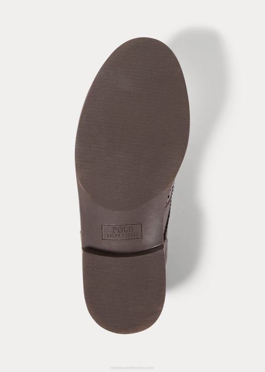 Brun børn Ralph Lauren læder vingespids oxford sko Z426B9894