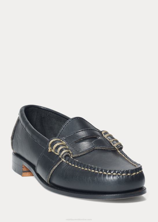 sort børn Ralph Lauren edric penny loafer i kalveskind Z426B6362