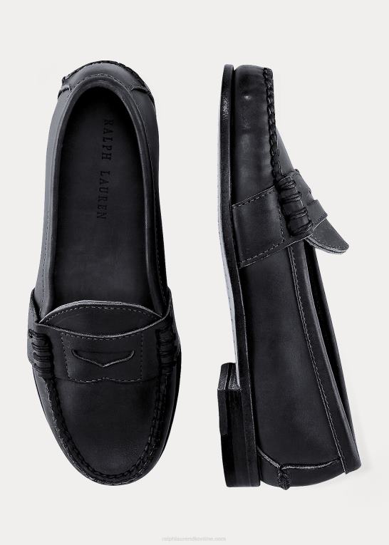 sort børn Ralph Lauren edric penny loafer i kalveskind Z426B6362