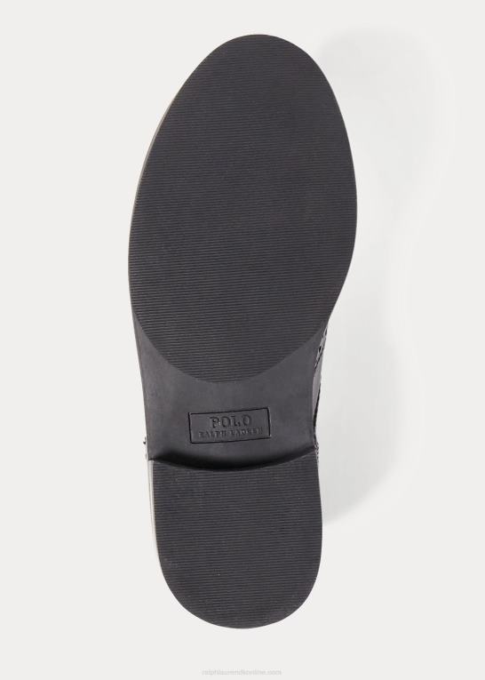 sort børn Ralph Lauren læder vingespids oxford sko Z426B9895
