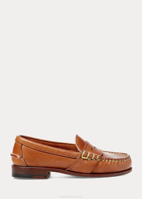 tan børn Ralph Lauren edric penny loafer i kalveskind Z426B6361