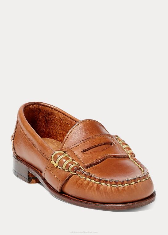 tan børn Ralph Lauren edric penny loafer i kalveskind Z426B6361