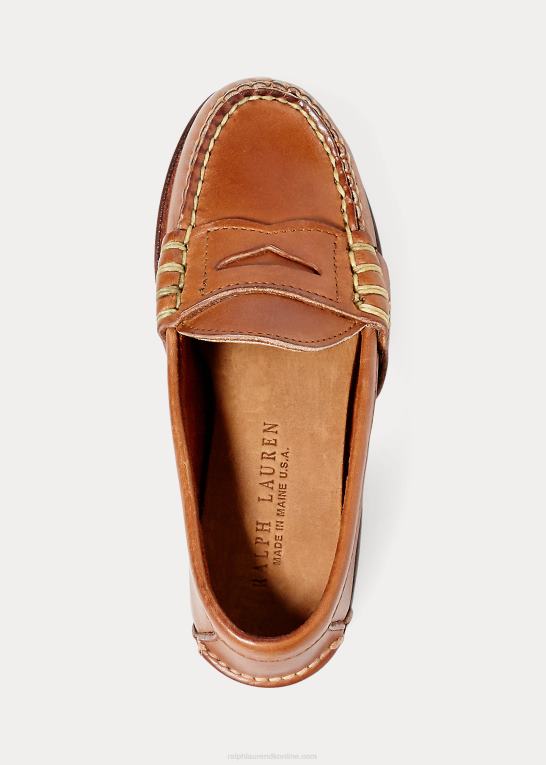 tan børn Ralph Lauren edric penny loafer i kalveskind Z426B6361