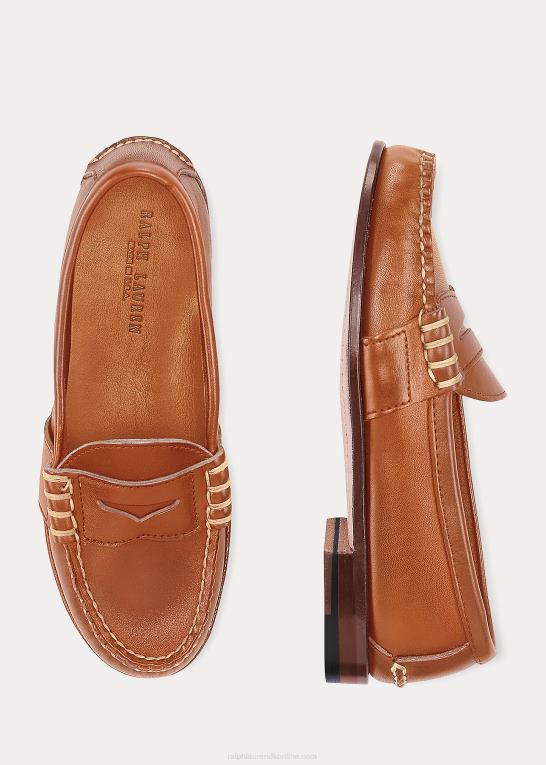 tan børn Ralph Lauren edric penny loafer i kalveskind Z426B6361