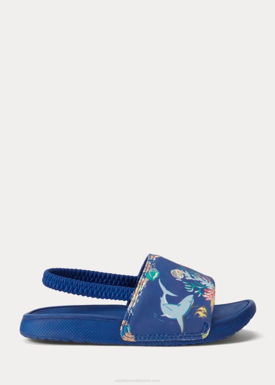 blåt bearwaiian print børn Ralph Lauren cayson polo bear slide Z426B6344