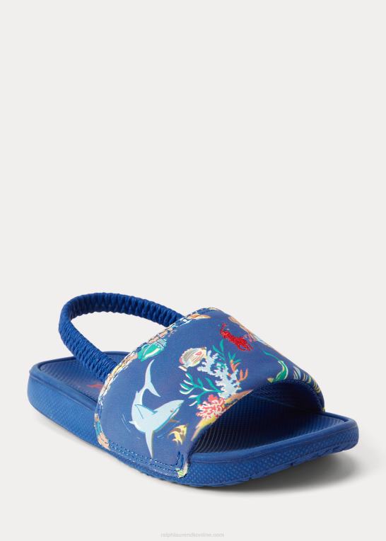 blåt bearwaiian print børn Ralph Lauren cayson polo bear slide Z426B6344