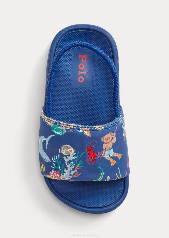 blåt bearwaiian print børn Ralph Lauren cayson polo bear slide Z426B6344
