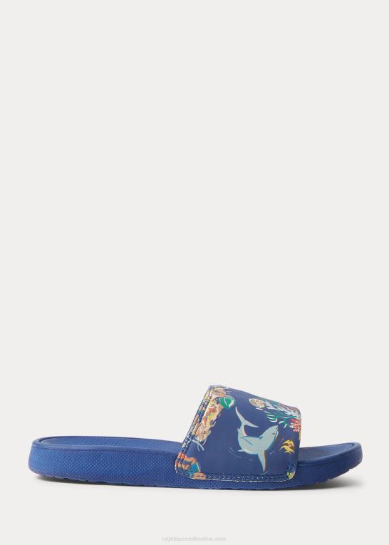 blåt bearwaiian print børn Ralph Lauren cayson polo bear slide Z426B9879