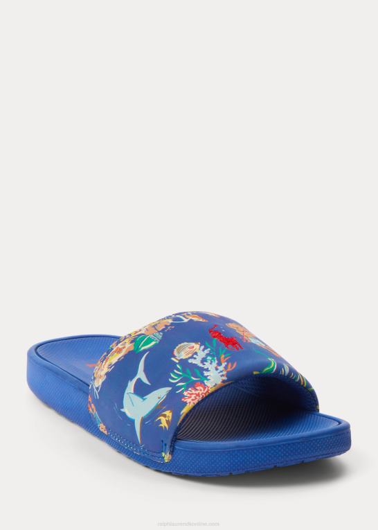 blåt bearwaiian print børn Ralph Lauren cayson polo bear slide Z426B9879