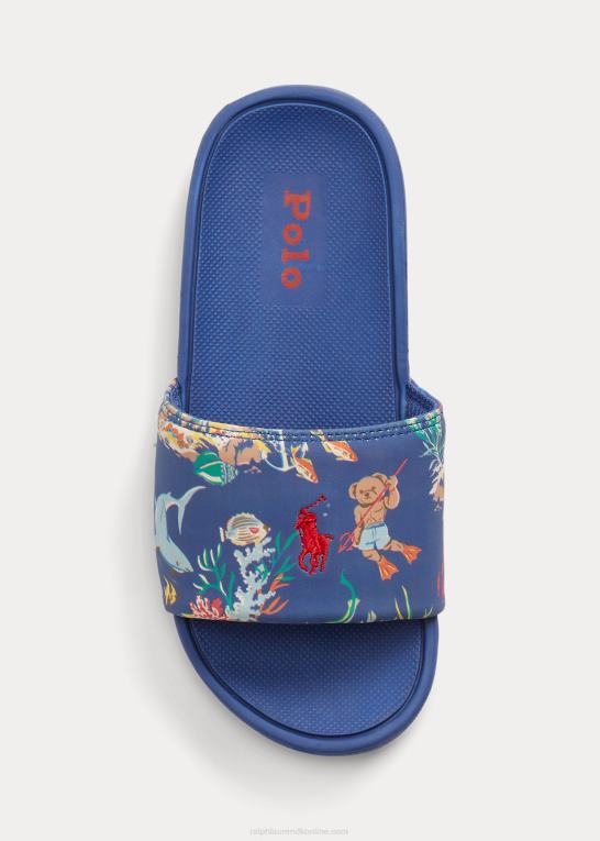 blåt bearwaiian print børn Ralph Lauren cayson polo bear slide Z426B9879