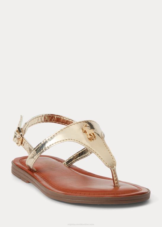 guld metallic børn Ralph Lauren tierney iv metallisk sandal i imiteret læder Z426B7264