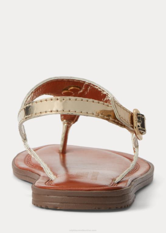 guld metallic børn Ralph Lauren tierney iv metallisk sandal i imiteret læder Z426B7264