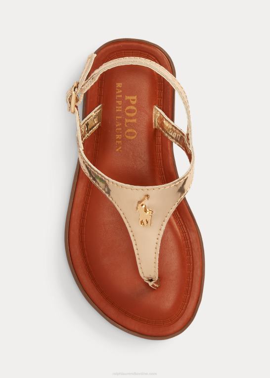 guld metallic børn Ralph Lauren tierney iv metallisk sandal i imiteret læder Z426B7264